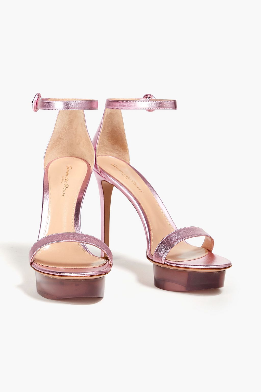 GIANVITO ROSSI Metallic leather platform sandals