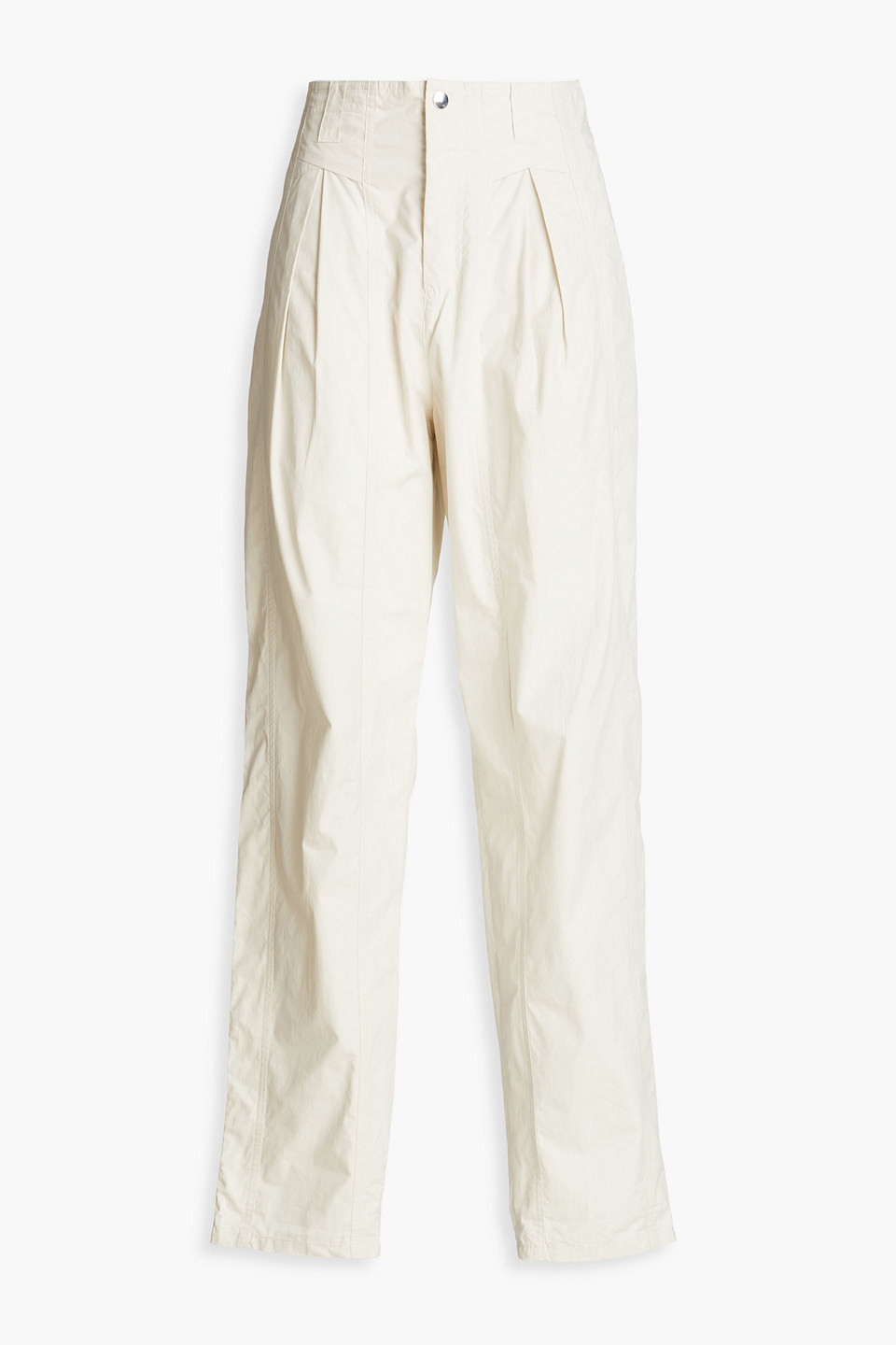 Isabel Marant Pleated Cotton-poplin Straight-leg Pants In Steingrau