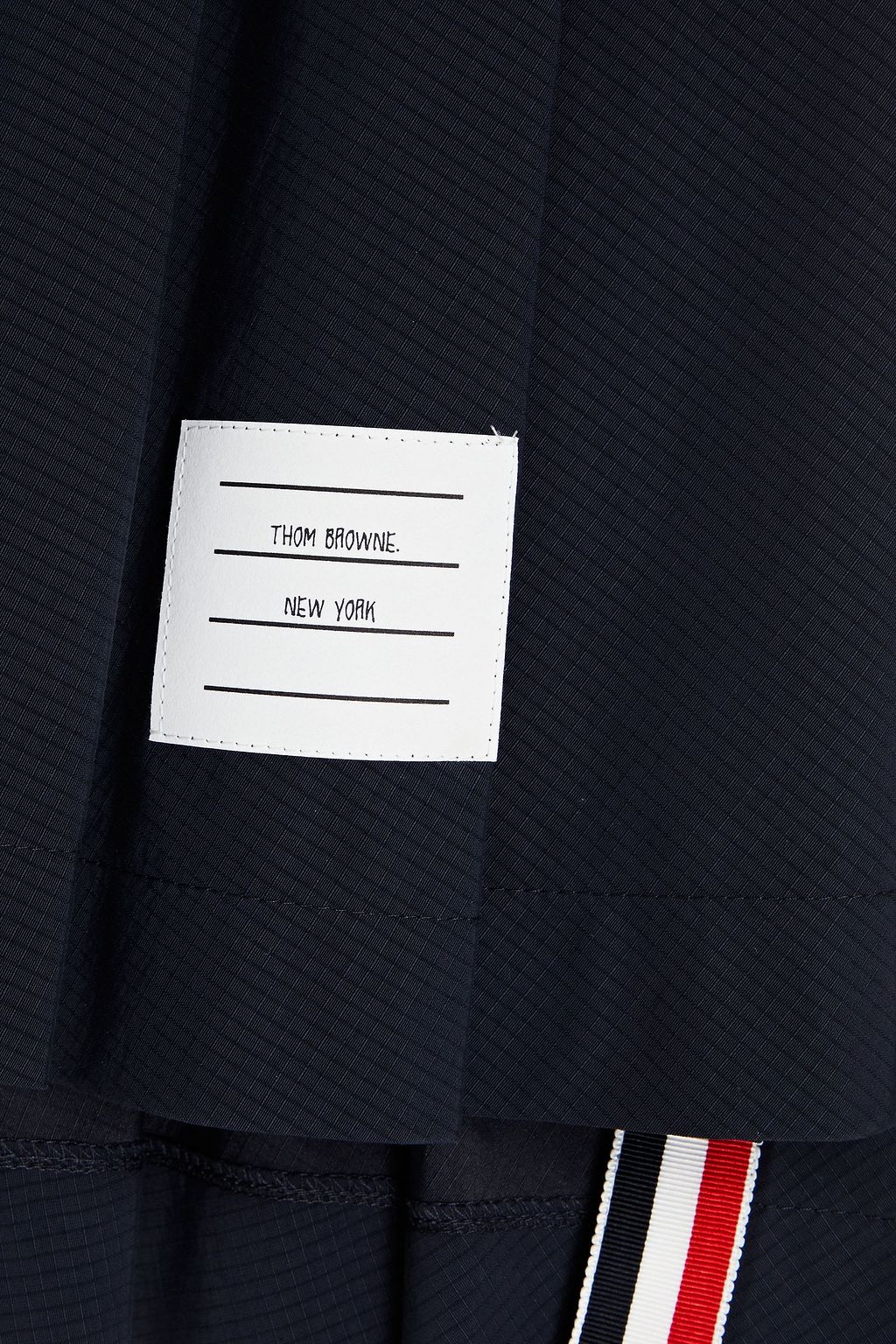 THOM BROWNE 코튼 혼방 립스탑 플리츠 미니 스커트