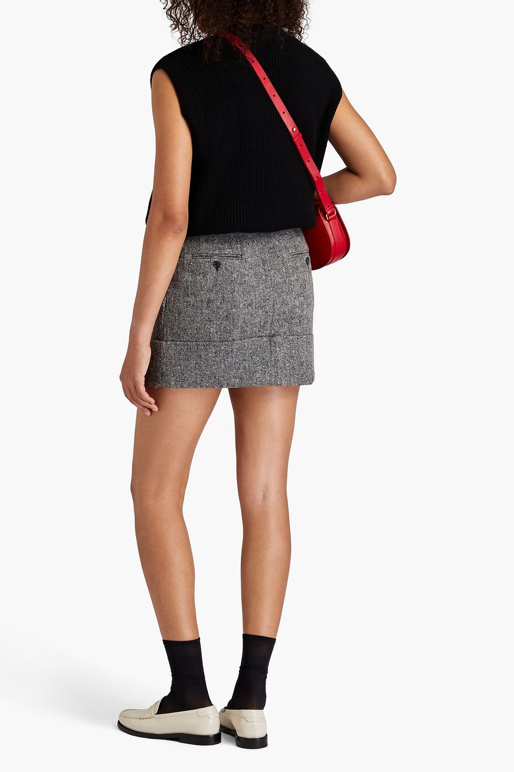 THOM BROWNE Mini-Wickelrock aus Tweed aus einer Merinowoll-Mohairmischung