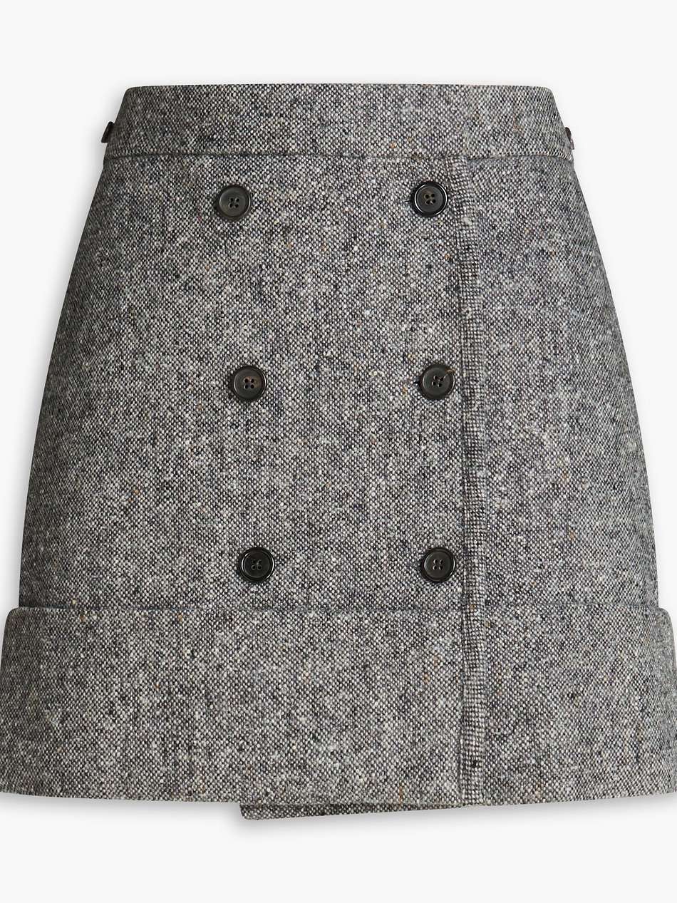 merino wool and mohair-blend tweed mini wrap skirt
