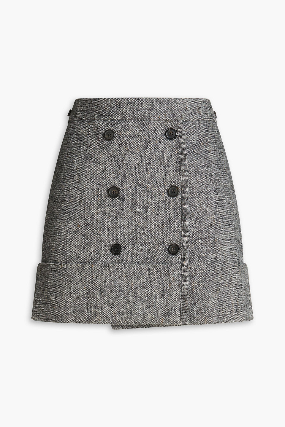 Thom Browne Merino Wool And Mohair-blend Tweed Mini Wrap Skirt In Gray