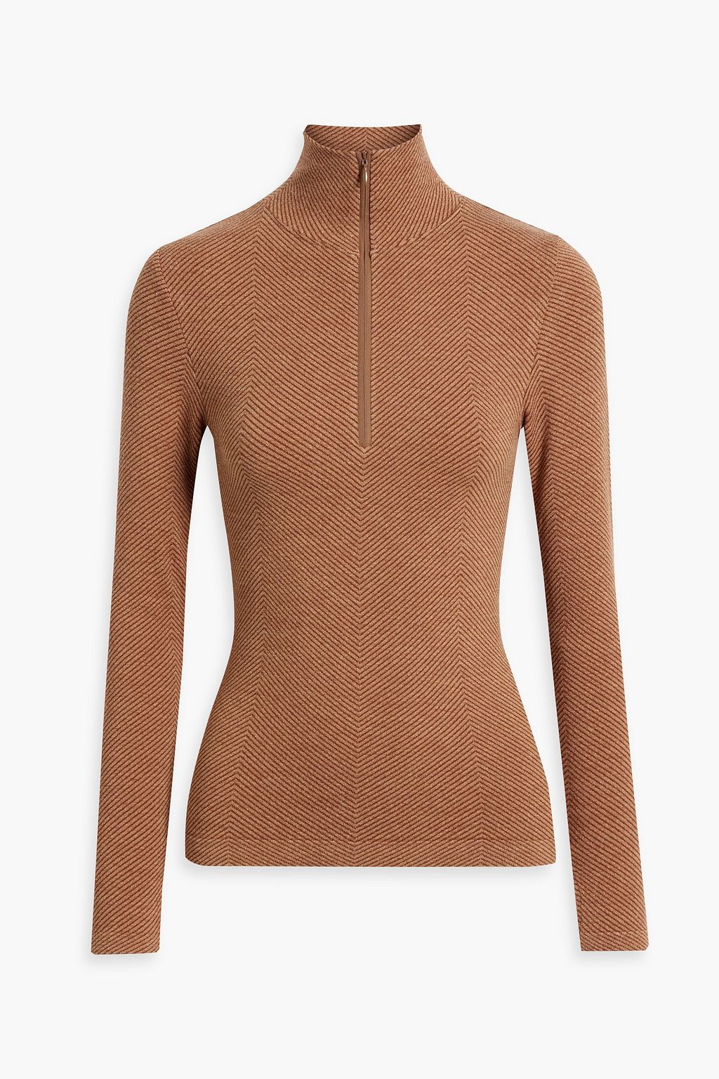 Andora striped stretch-knit half-zip top