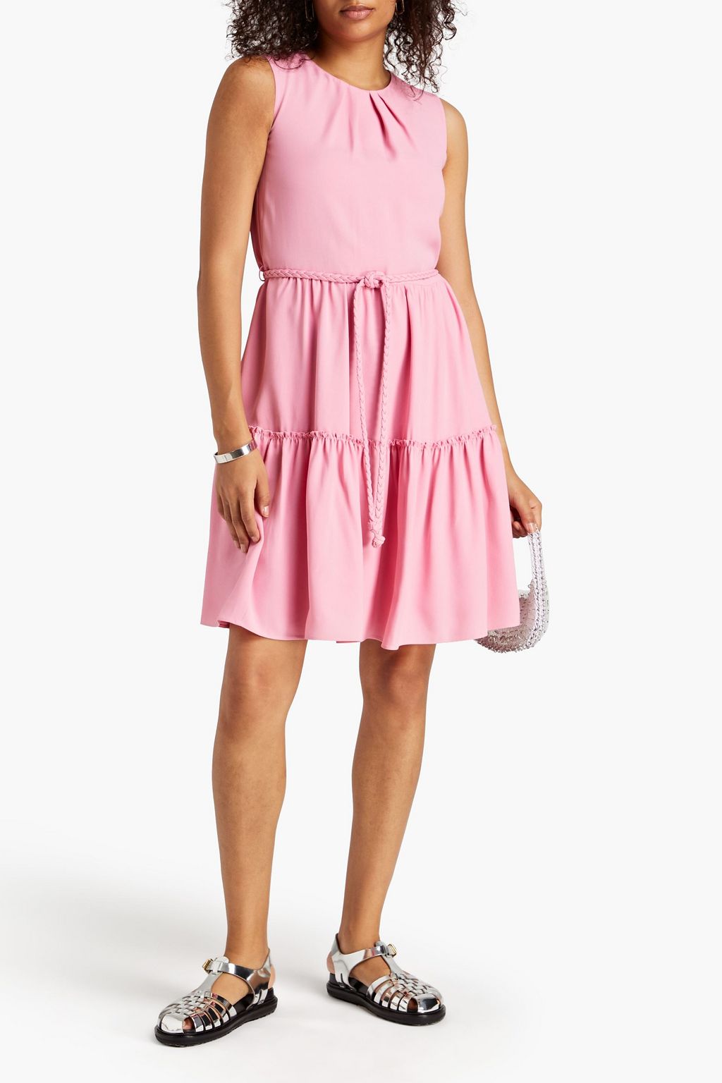 REDVALENTINO Tiered pleated crepe mini dress