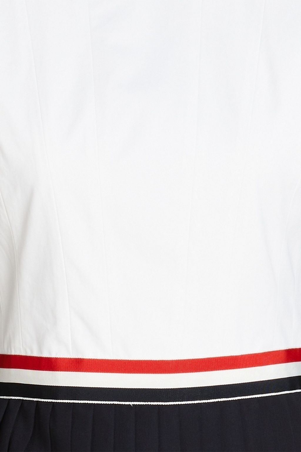THOM BROWNE Pleated wool-gabardine and poplin midi dress
