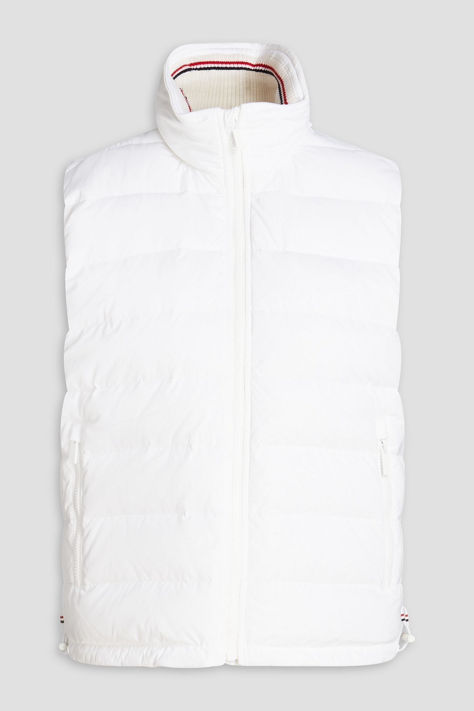 Thom Browne Gestreifte Daunenweste Aus Gestepptem Shell In White