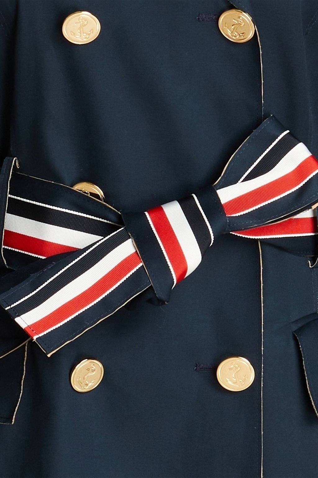 THOM BROWNE Double-breasted striped cotton-twill trench coat