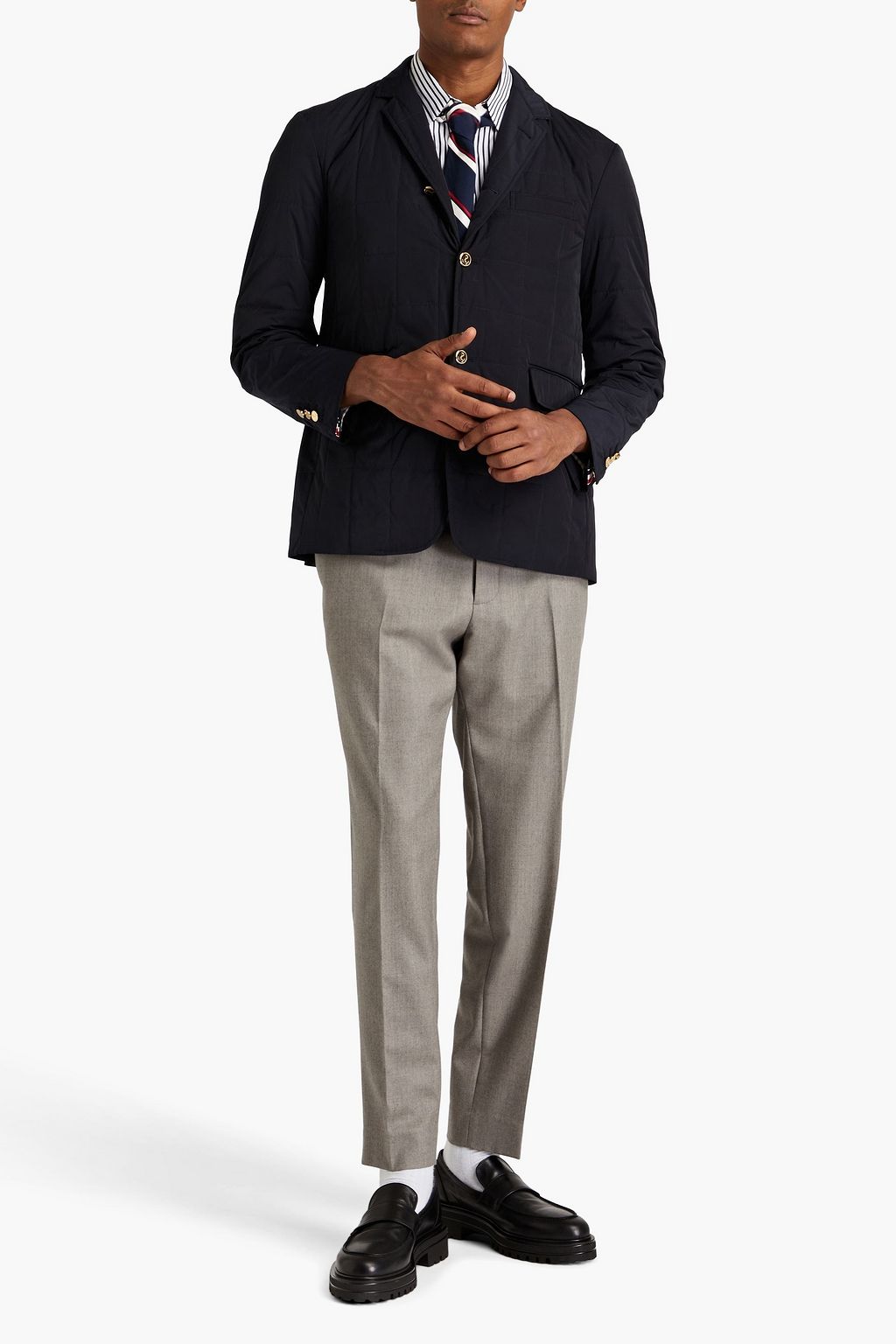 THOM BROWNE Quilted striped shell down blazer