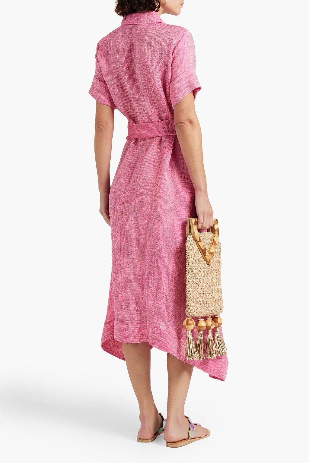 LISA MARIE FERNANDEZ Linen-blend gauze midi shirt dress