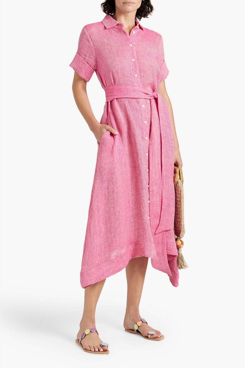 LISA MARIE FERNANDEZ Linen-blend gauze midi shirt dress