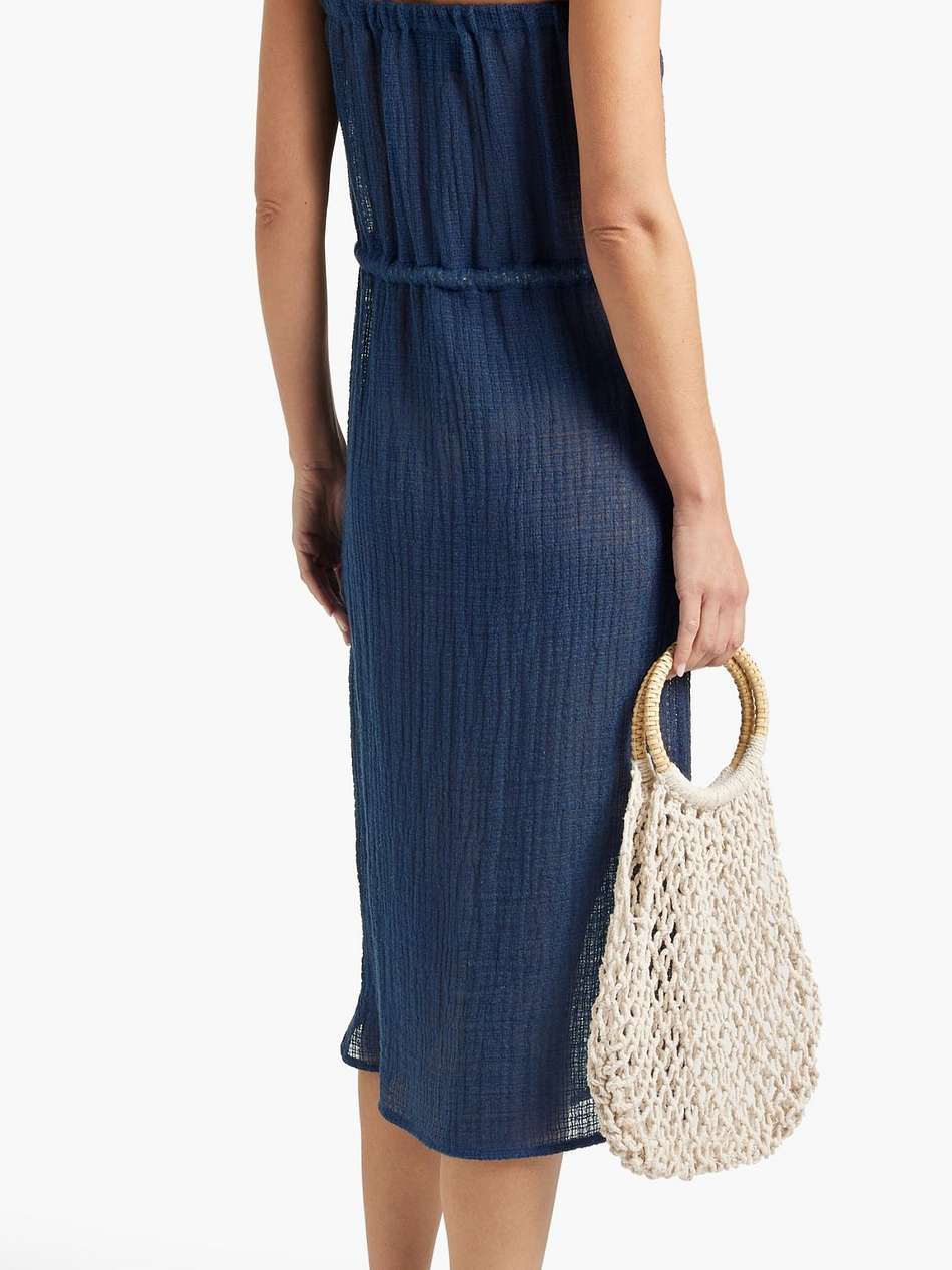 victor strapless wrap-effect linen-blend gauze midi dress