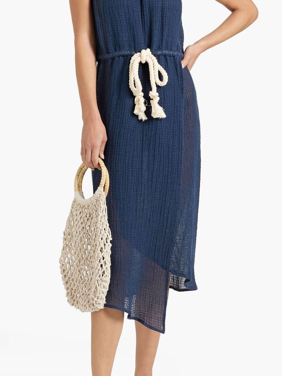 victor strapless wrap-effect linen-blend gauze midi dress