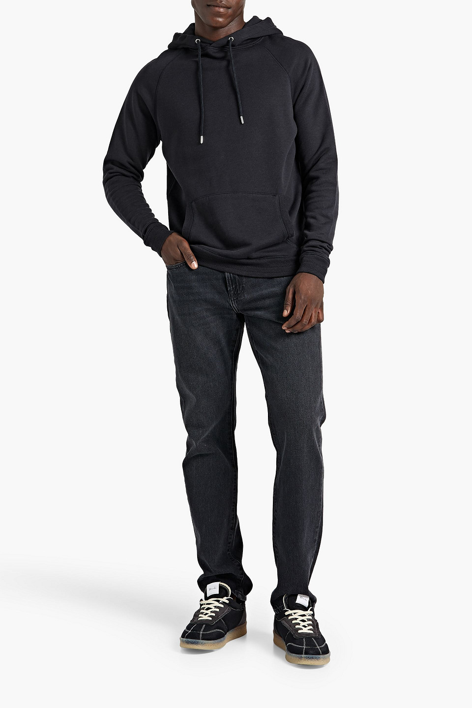 Shop Hamilton And Hare Cotton And Lyocell-blend Fleece Hoodie In Midnight Blue