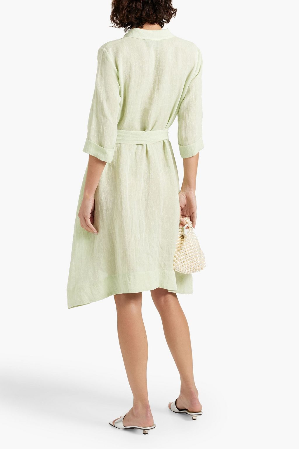 LISA MARIE FERNANDEZ Metallic linen-blend gauze shirt dress
