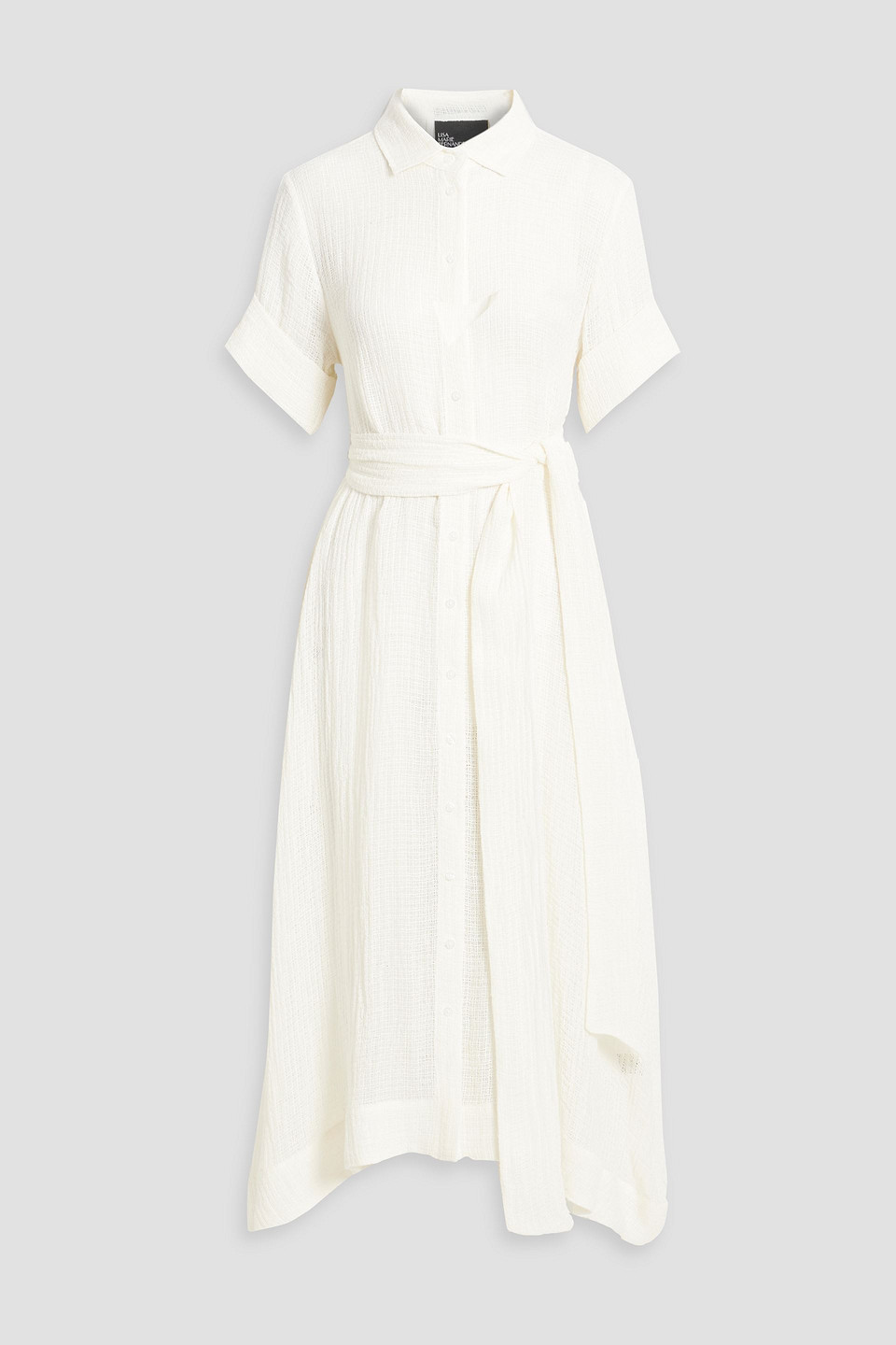 Lisa Marie Fernandez Linen-blend Gauze Midi Shirt Dress In Ecru