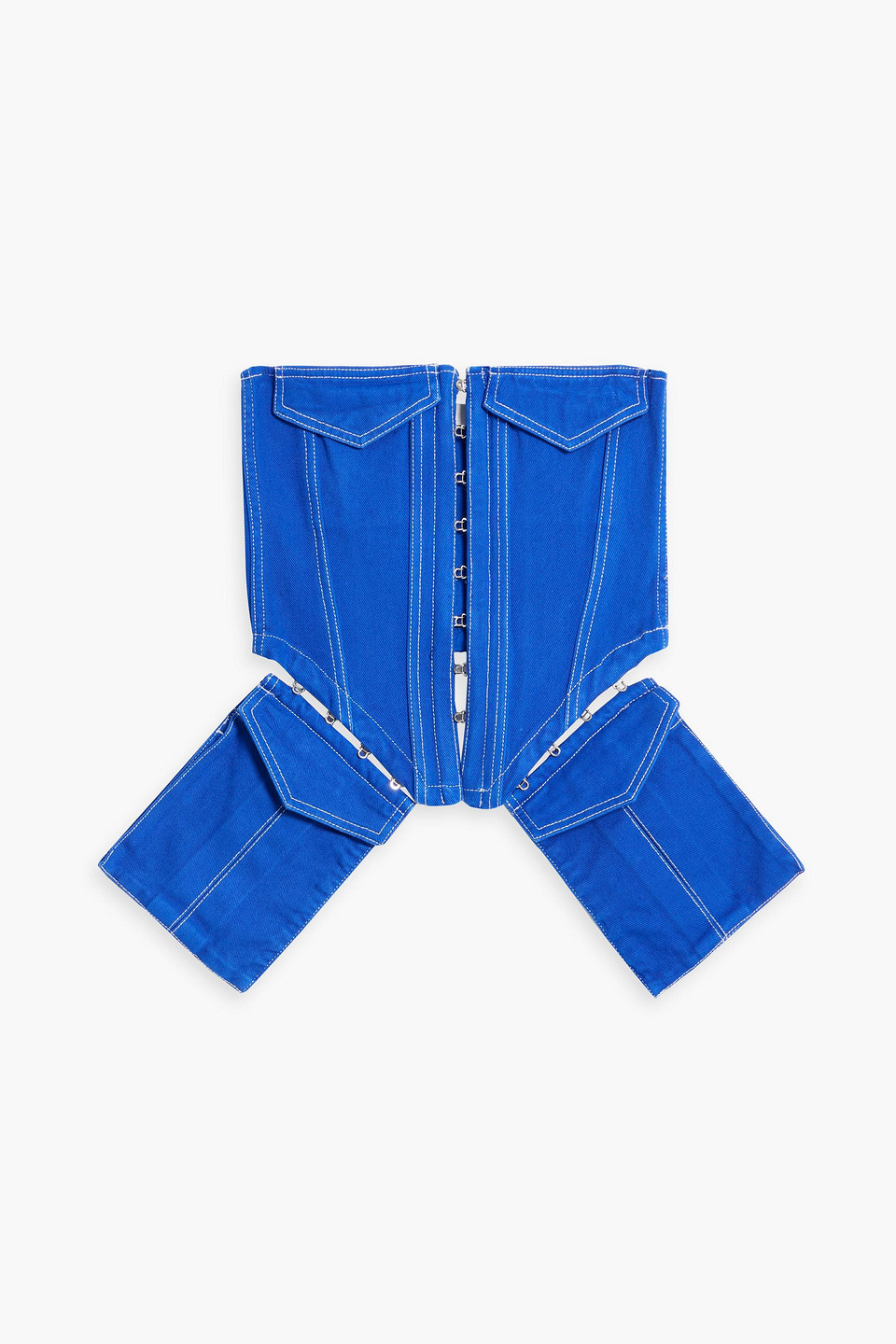 Dion Lee Strapless Cropped Denim Top In Bright Blue