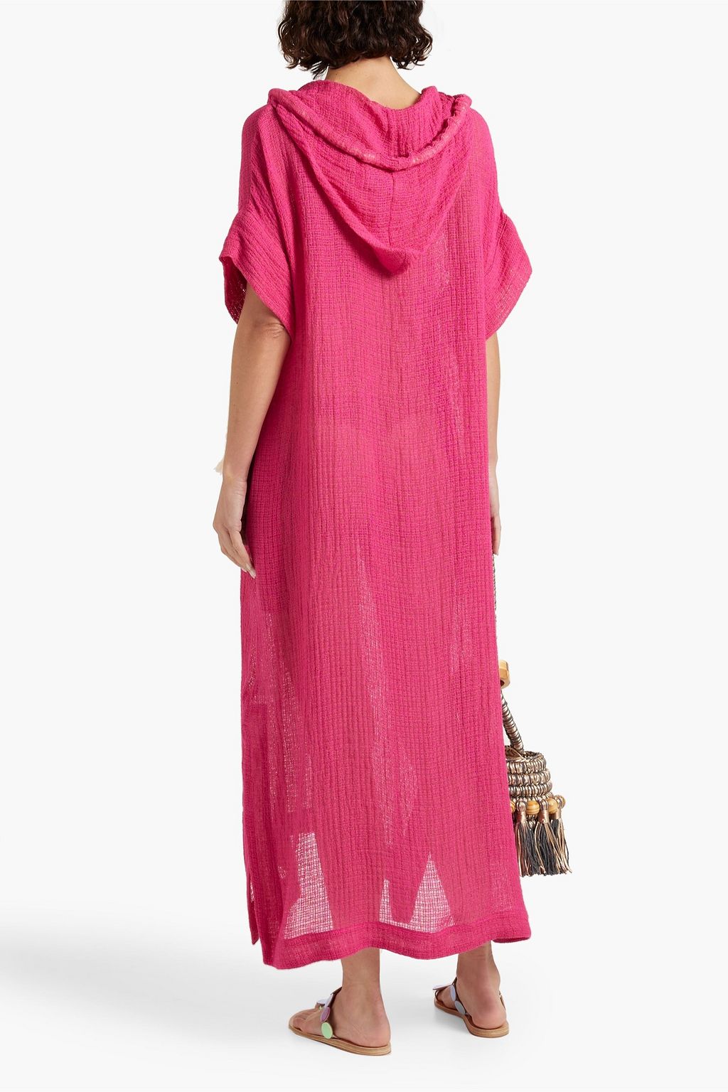 LISA MARIE FERNANDEZ Linen and cotton-blend gauze hooded kaftan