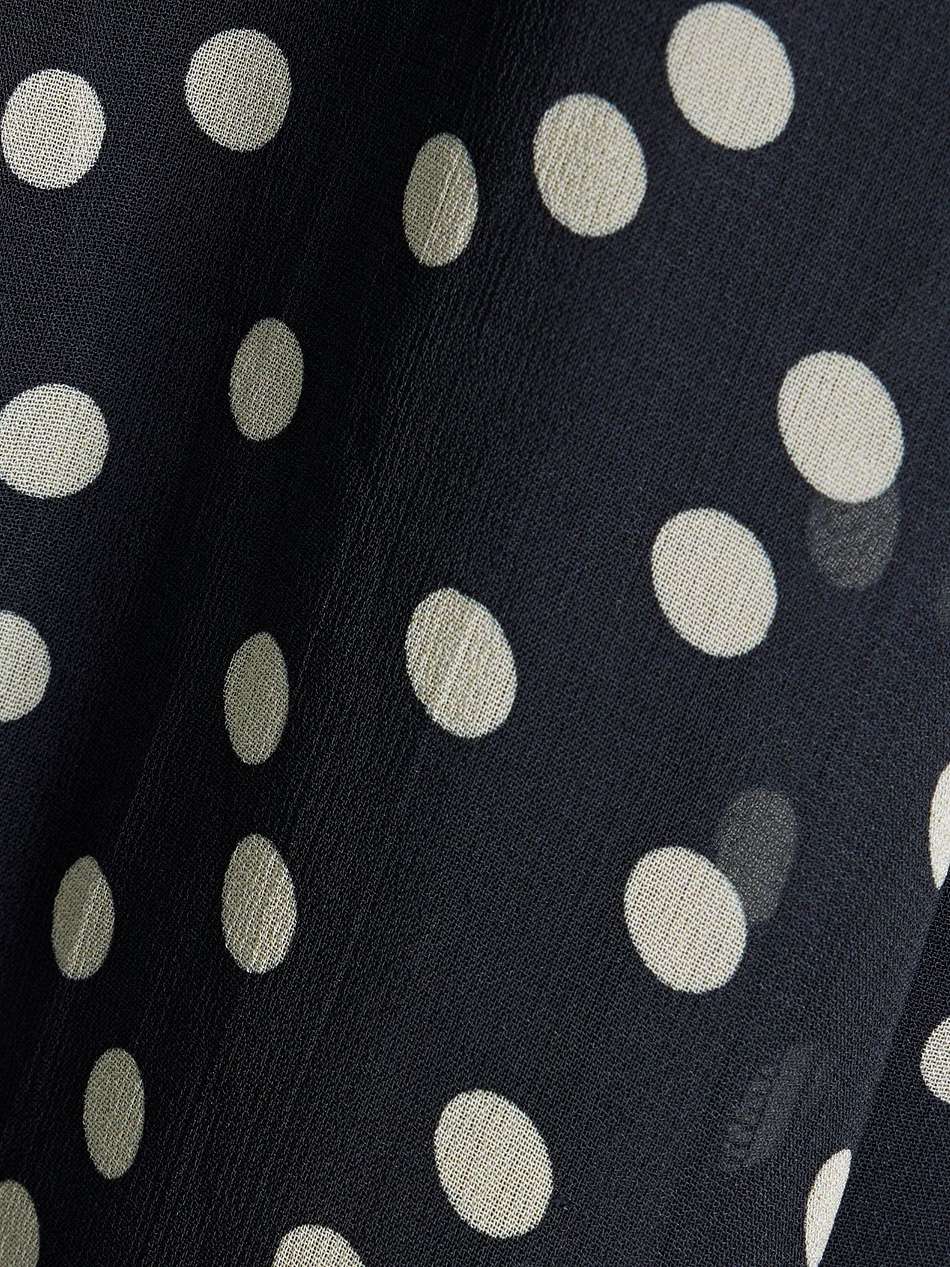 irene crochet-paneled polka-dot crepe de chine midi dress