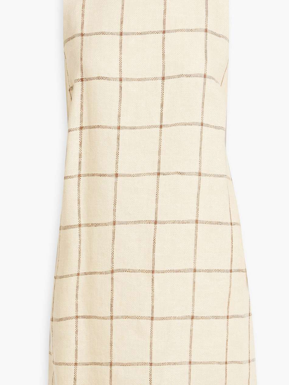 checked linen mini dress