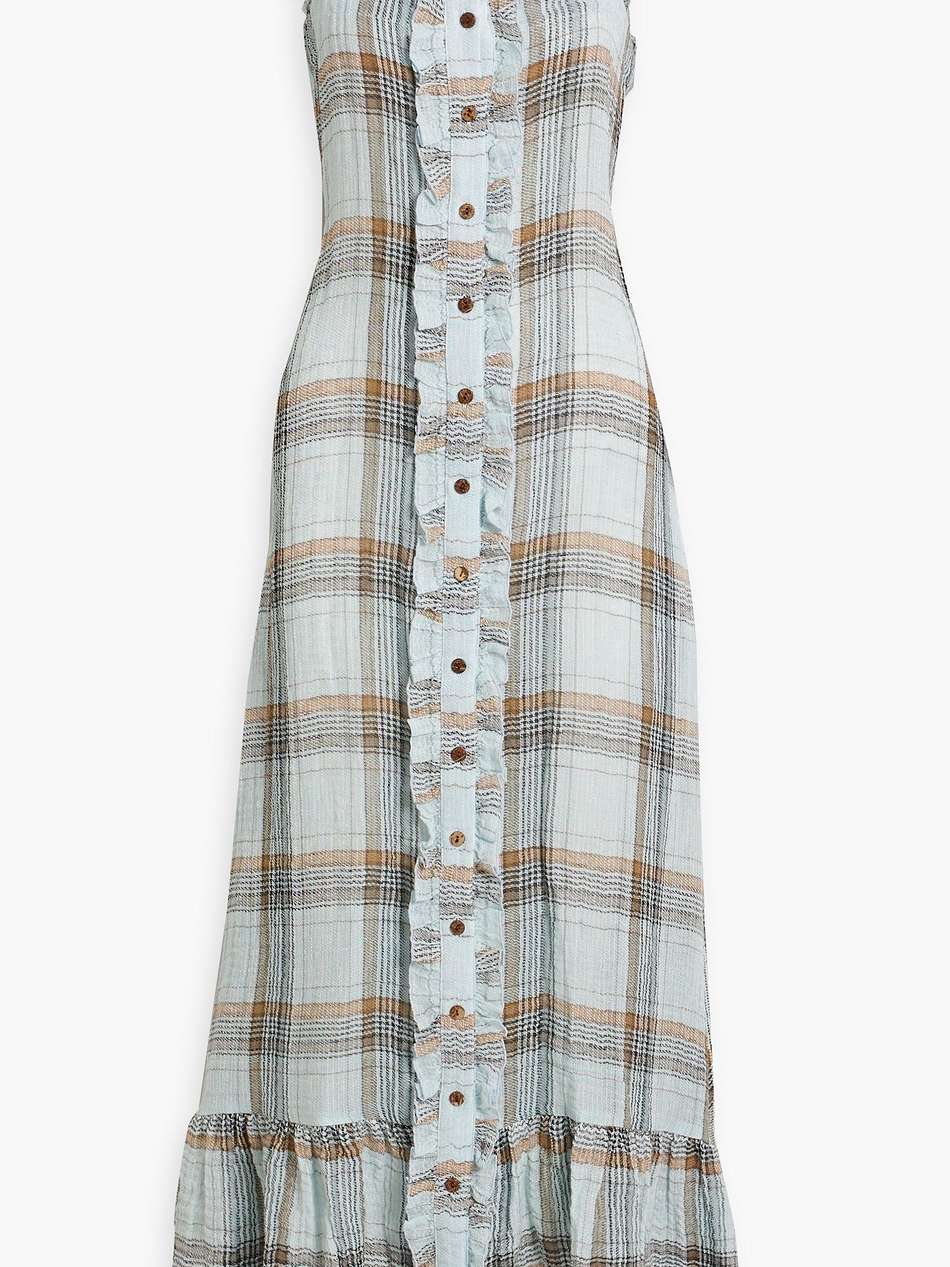 ruffled checked cotton-gauze maxi dress