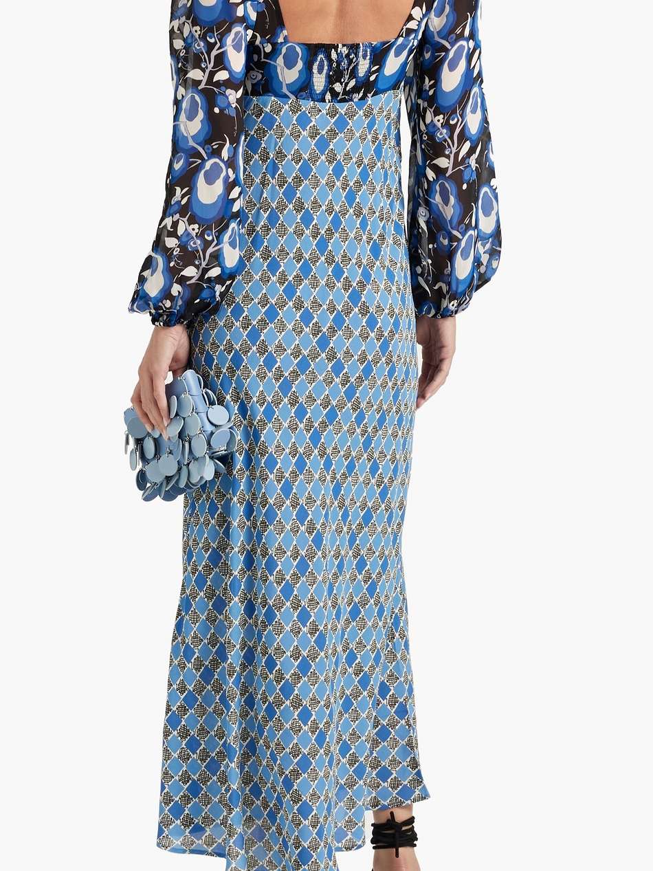 jeanie floral-appliquéd printed crepe midi dress