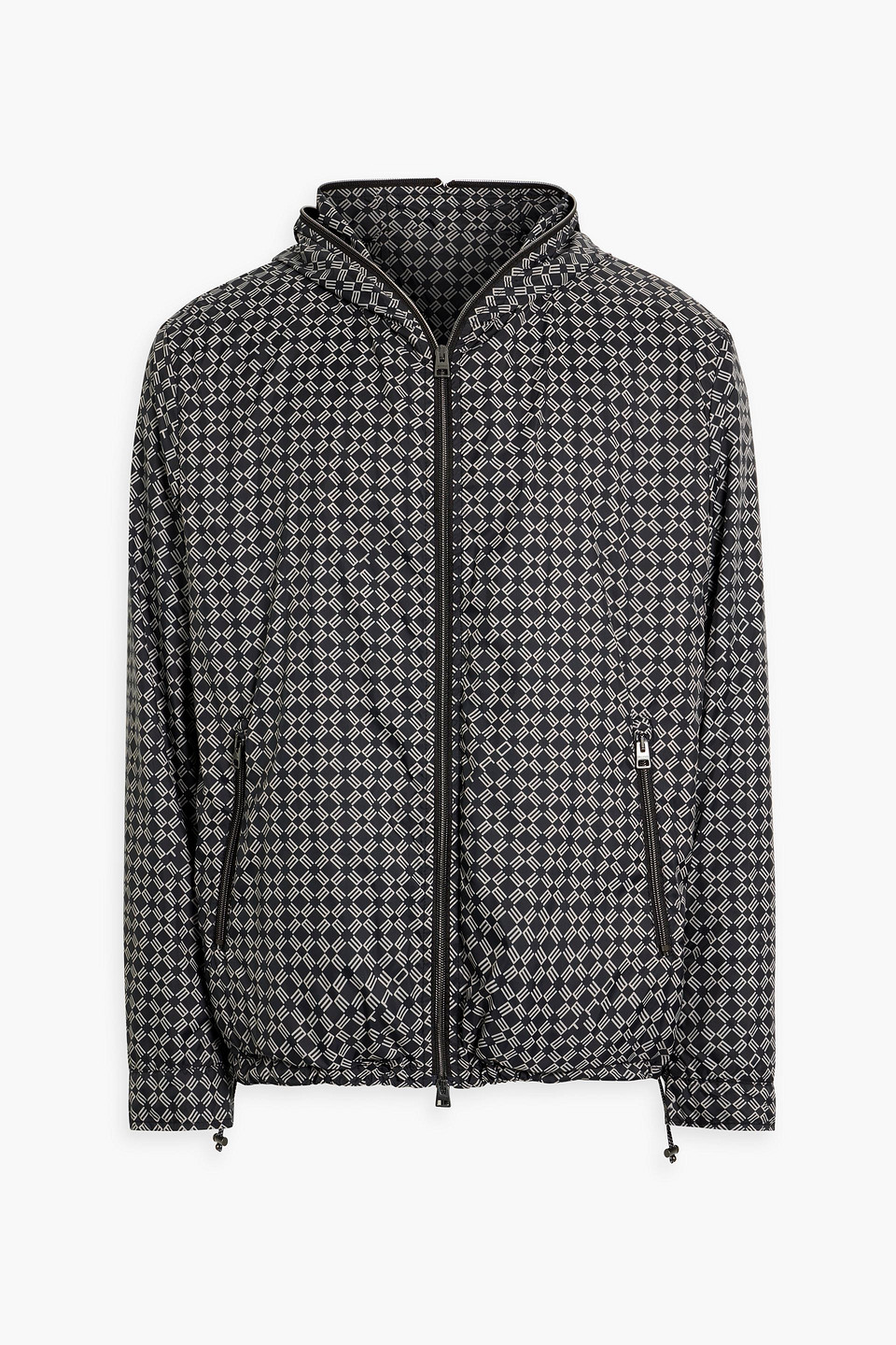 Etro Printed Shell Hooded Jacket In Black