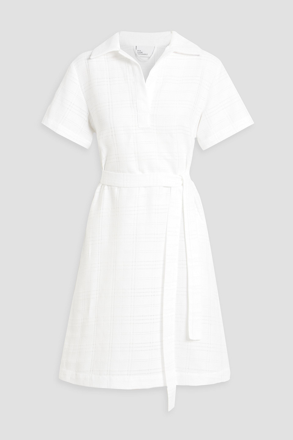 Lisa Marie Fernandez Belted Cotton-jacquard Mini Shirt Dress In White