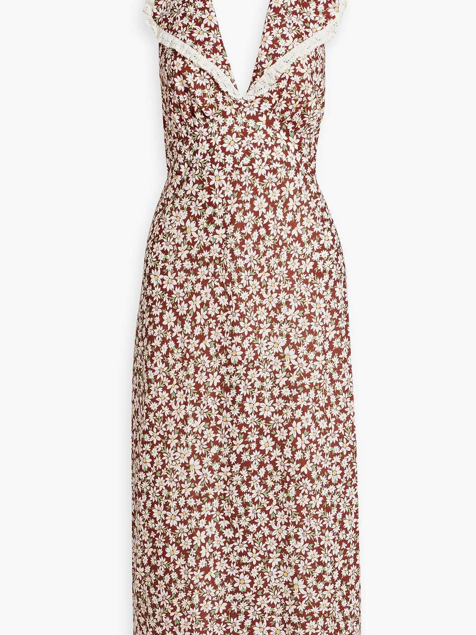 sabrina floral-print cotton and linen-blend halterneck midi dress
