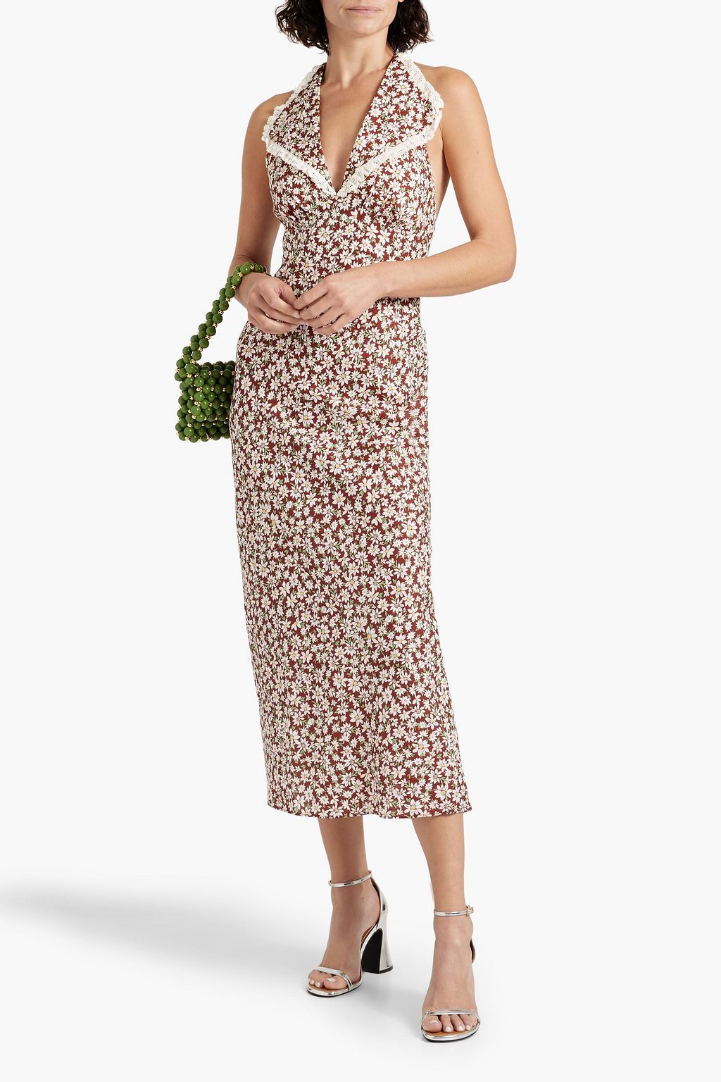 RIXO Sabrina floral-print cotton and linen-blend halterneck midi dress