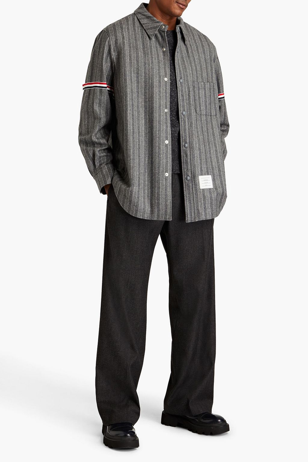 THOM BROWNE Pinstriped wool overshirt