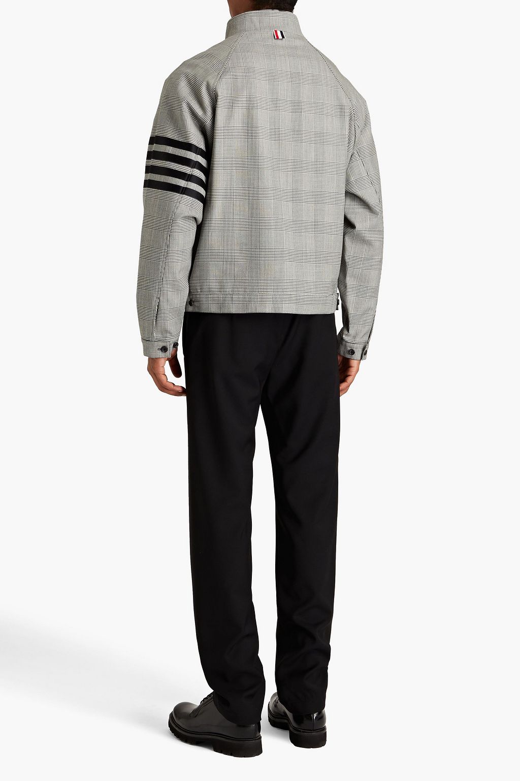 THOM BROWNE جاكيت مصنوع من صوف التويد بتصميم مخطط ومزين بنقشة هاوندز توث