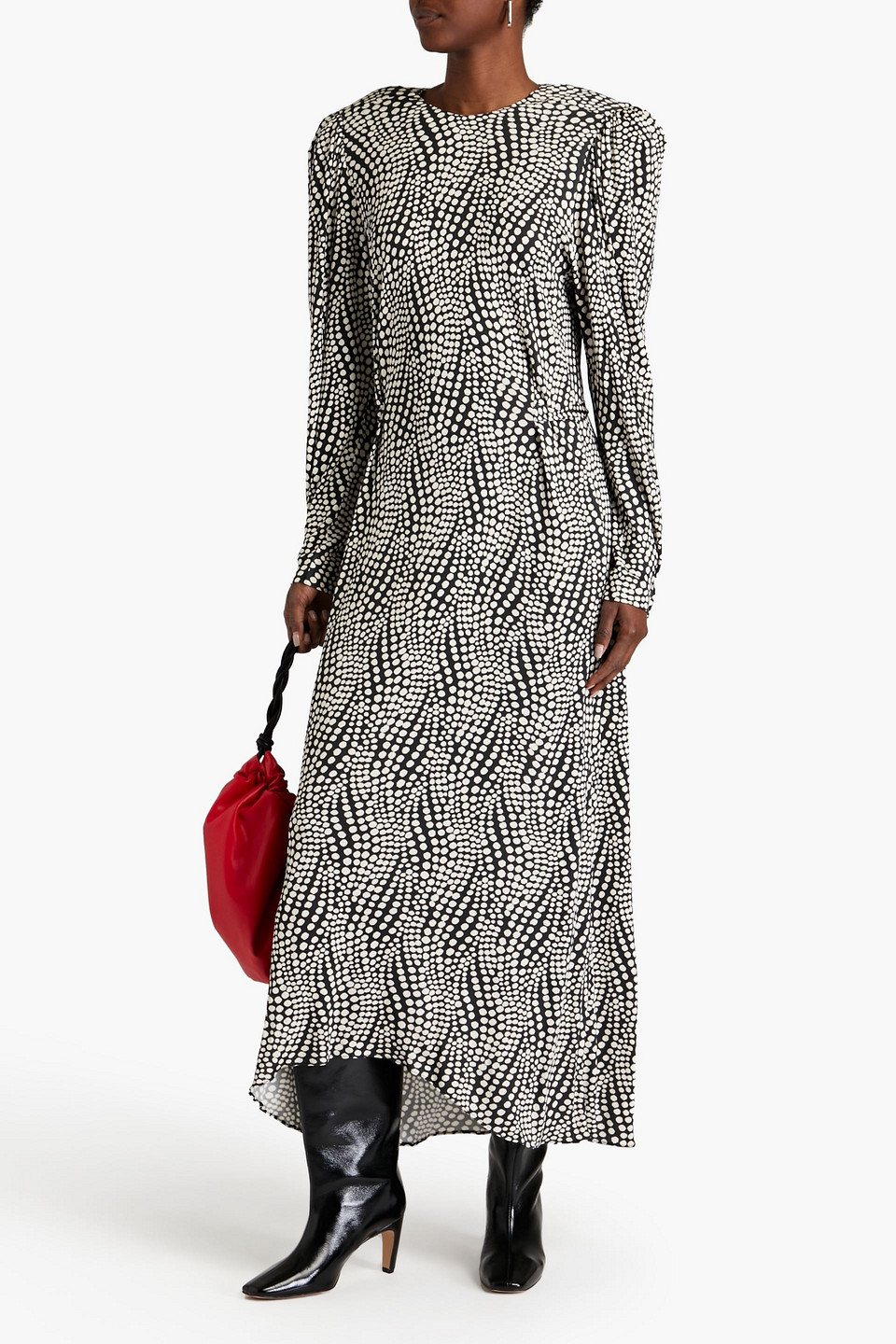Isabel Marant Polka-dot Jersey Maxi Dress In Schwarz