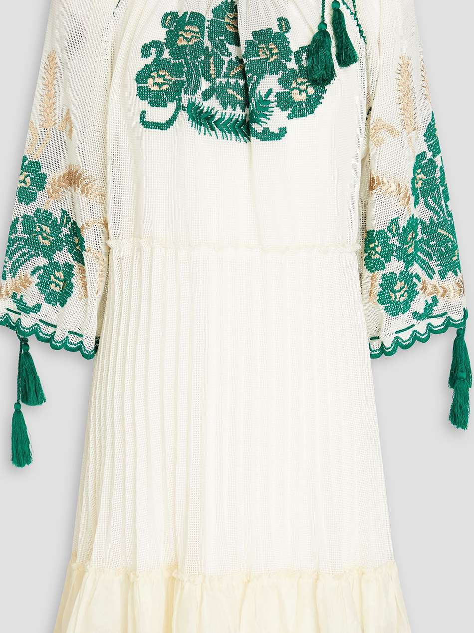 tasseled embroidered knitted mini dress
