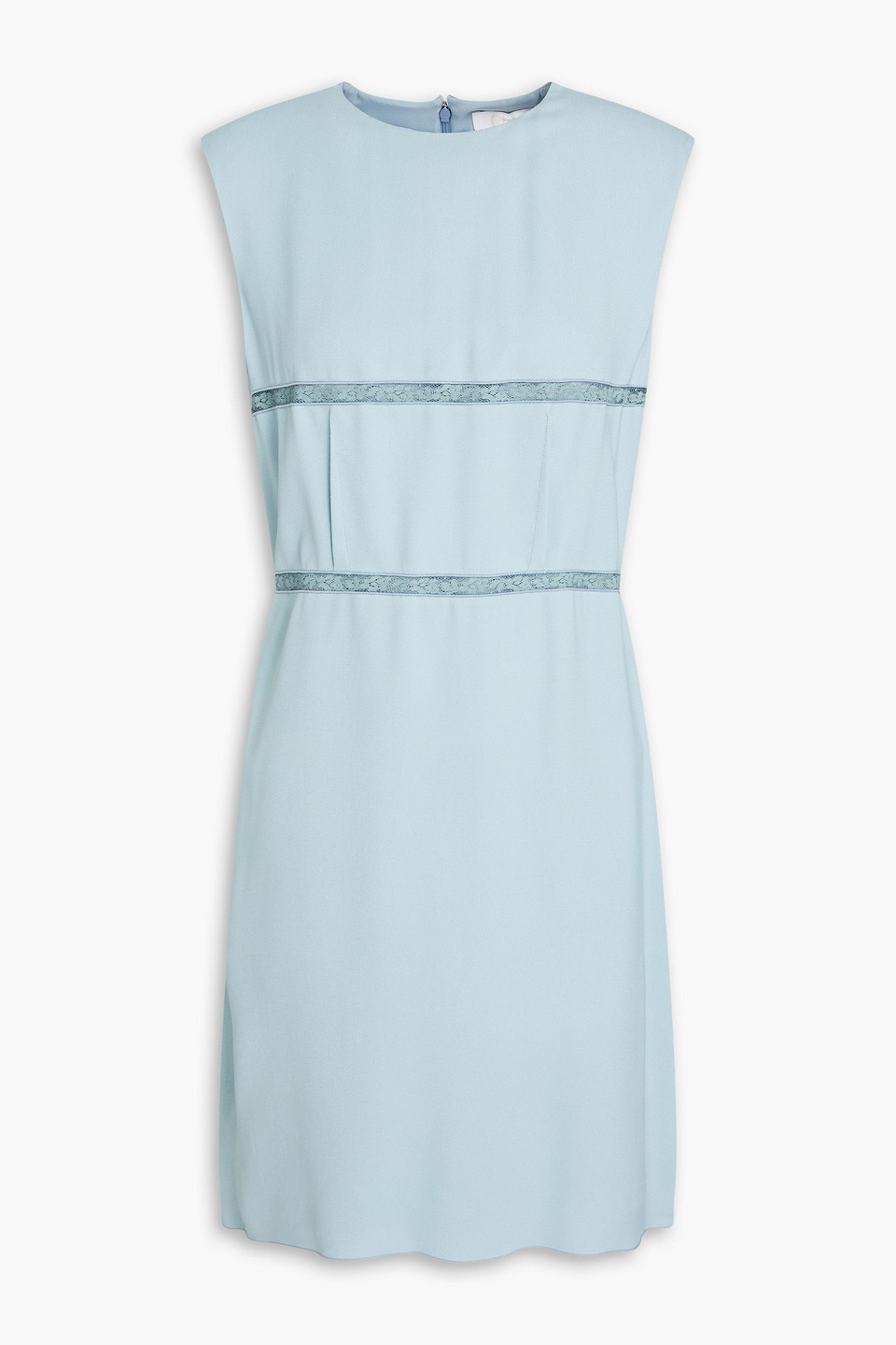 Chloé - Lace-trimmed twill mini dress - Blue - FR 34
