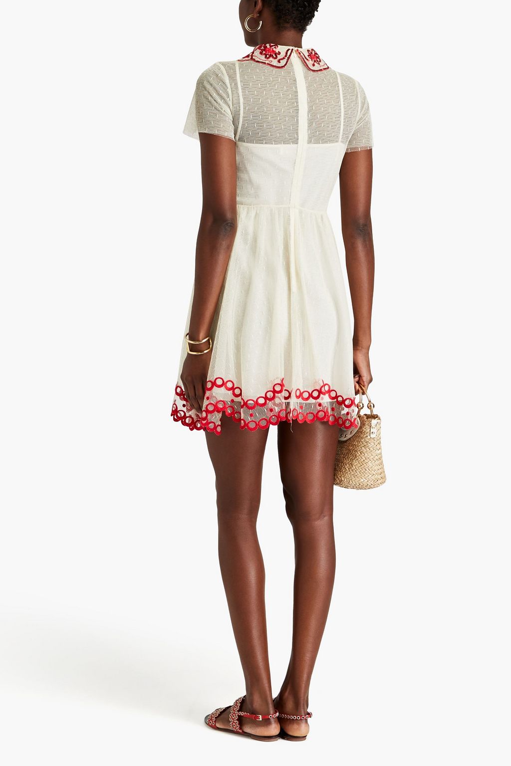 REDVALENTINO 장식 디테일 푸앵 데스프리 미니 드레스