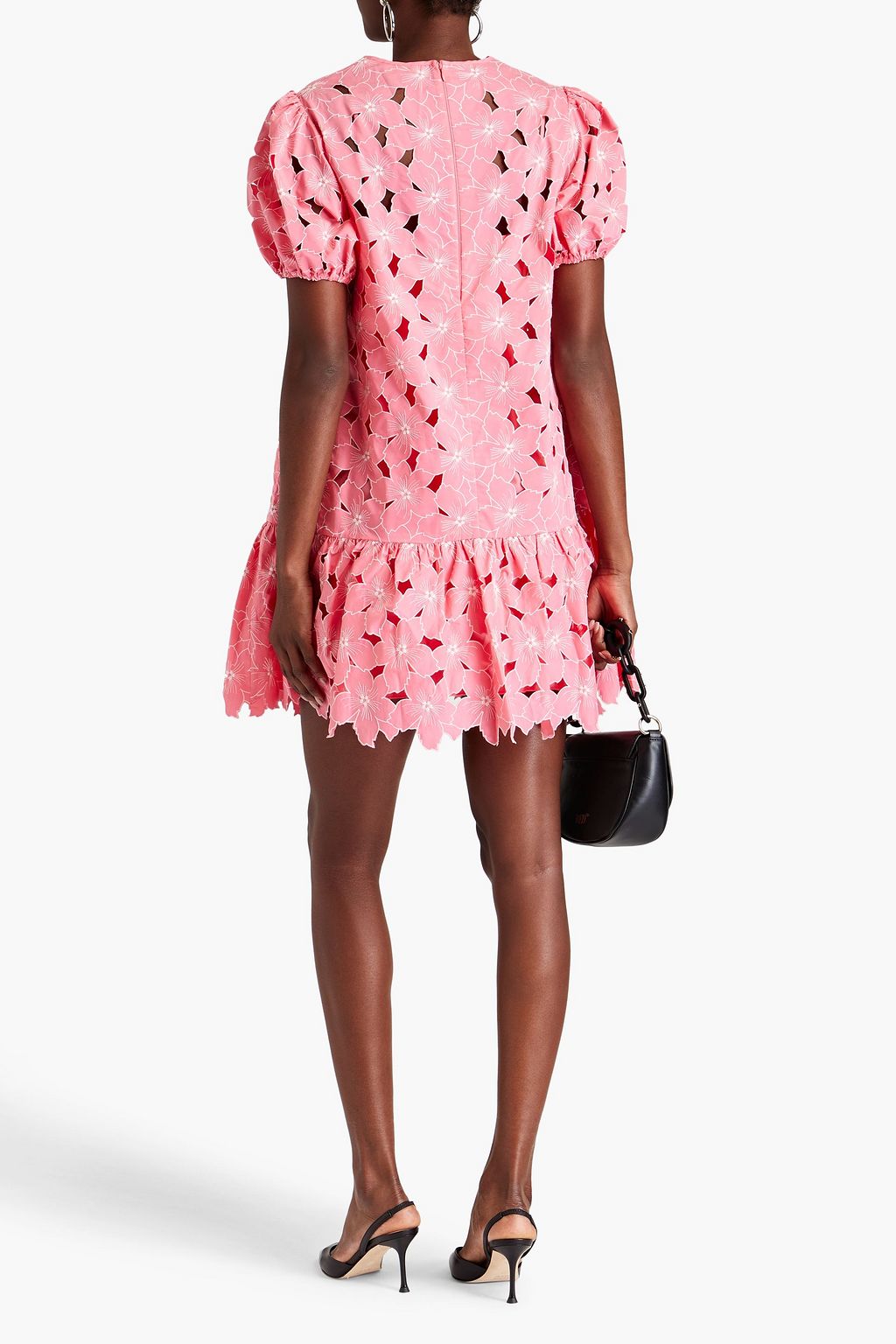 REDVALENTINO Embroidered cutout cotton-blend poplin mini dress