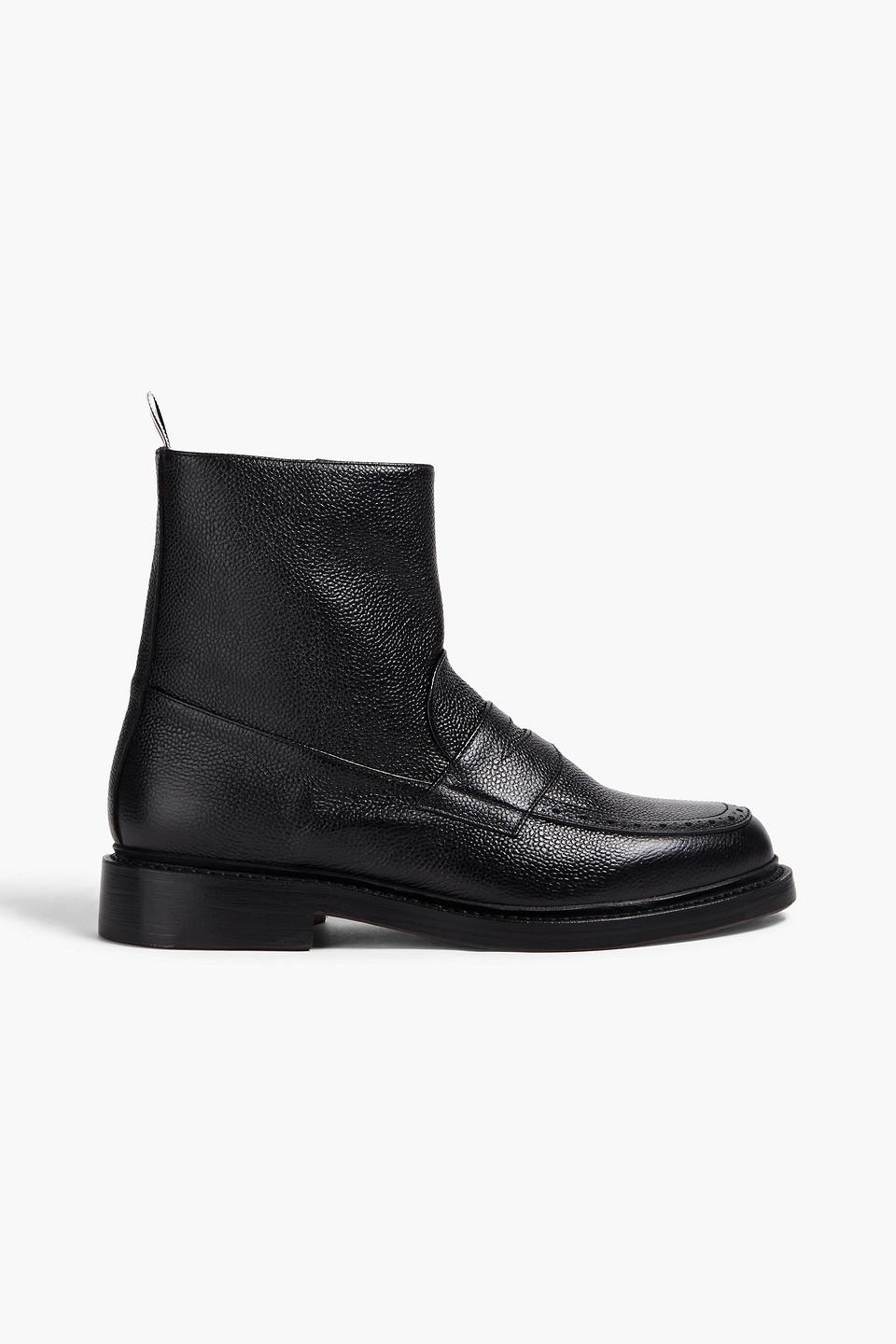 Thom Browne Pebbled-leather Ankle Boots In Black