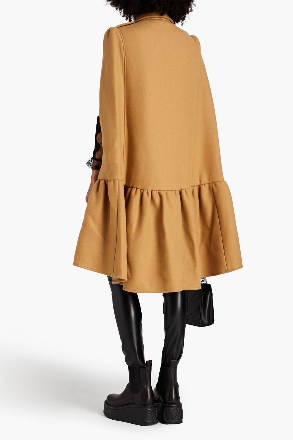 REDVALENTINO Ruffled wool-blend tweed coat