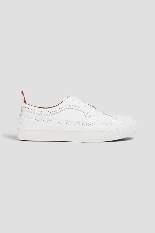 Laser-cut pebbled-leather sneakers