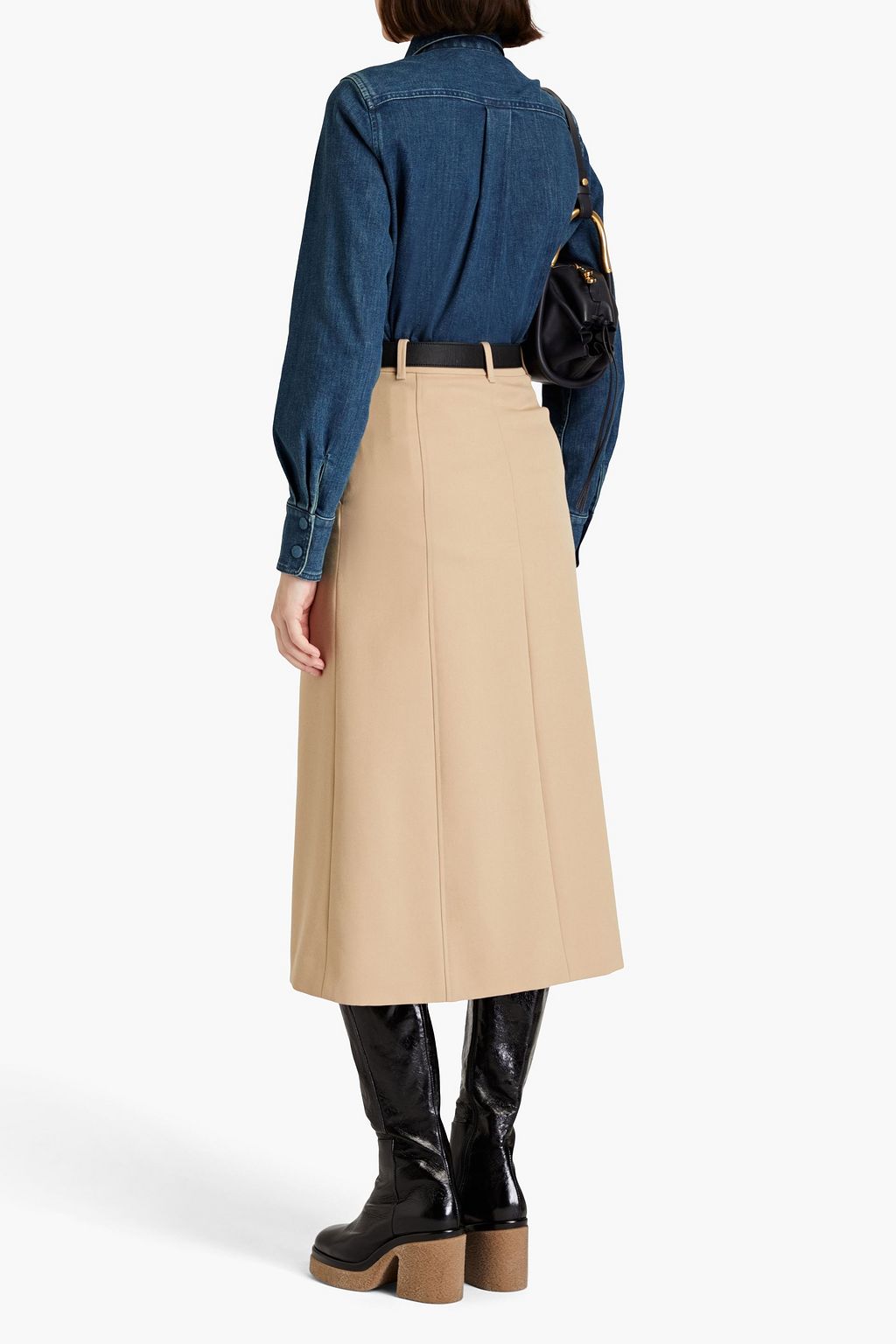 CHLOÉ Pleated wool-twill midi skirt
