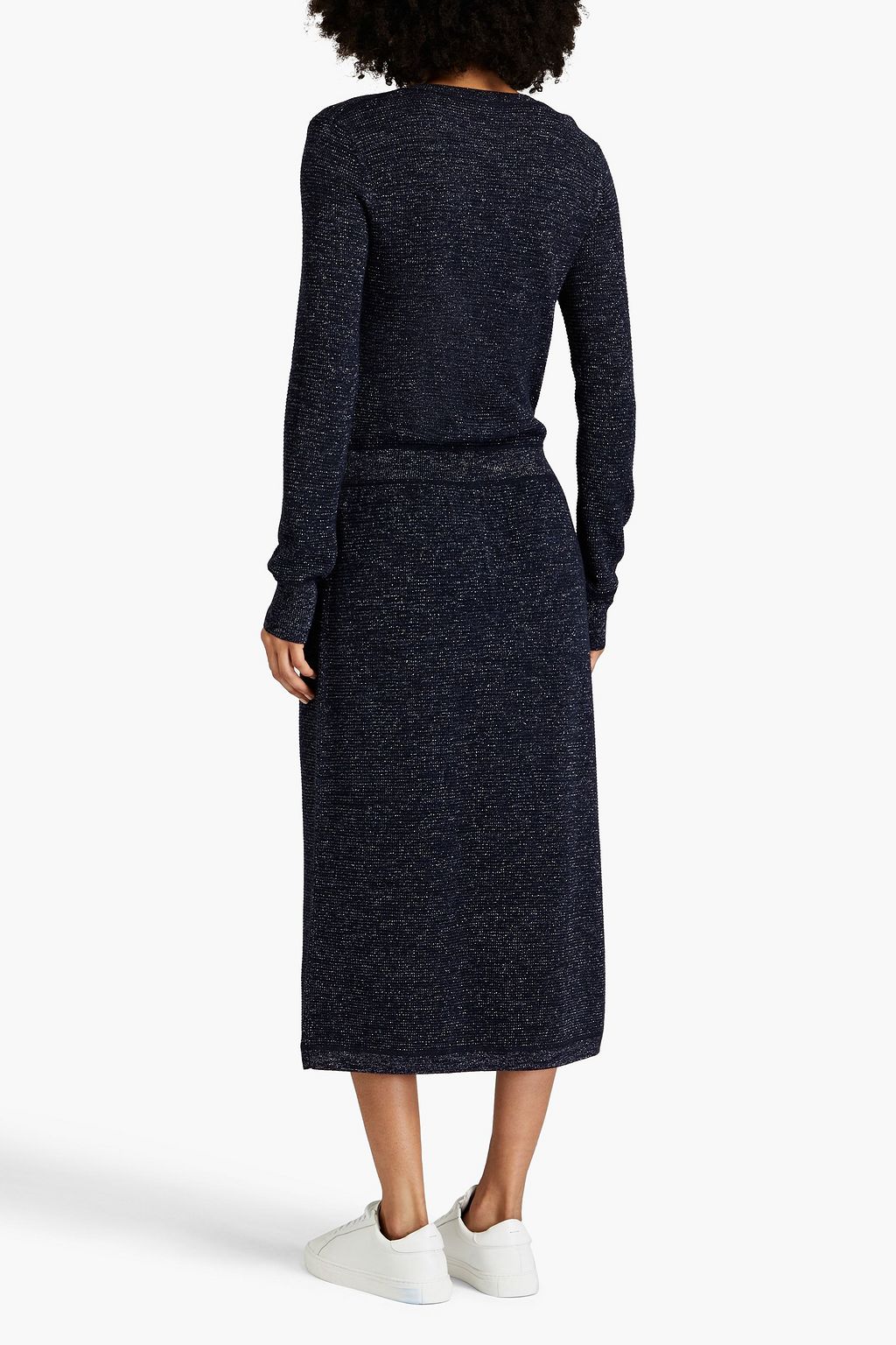 A.P.C. Metallic ribbed wool-blend midi dress