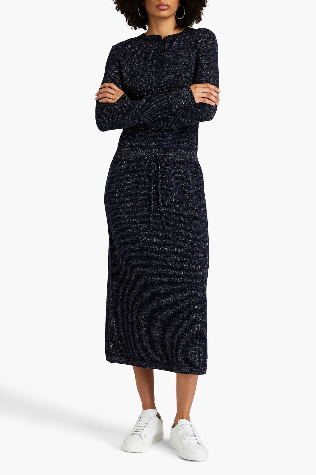 A.P.C. Metallic ribbed wool-blend midi dress