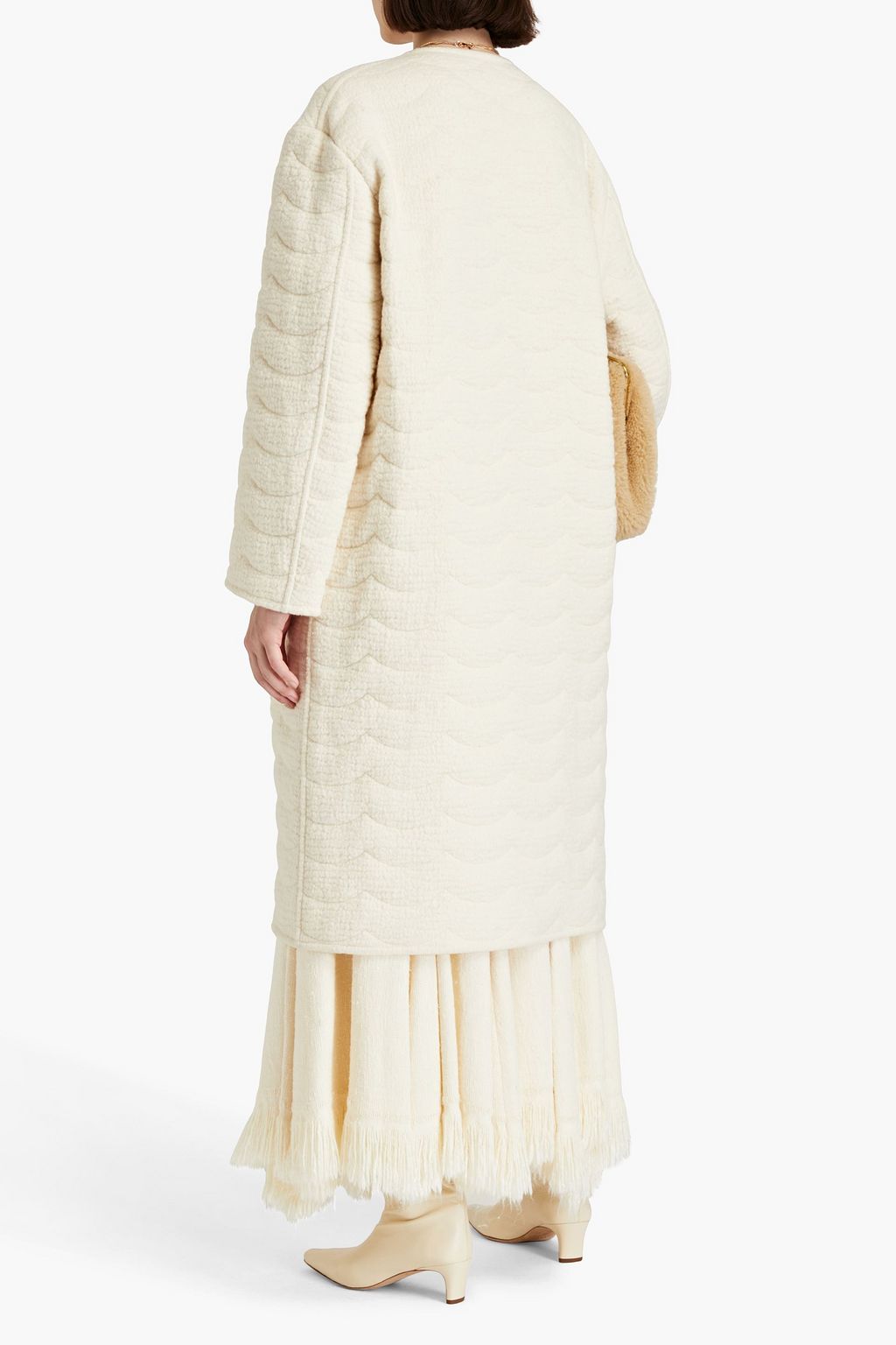 CHLOÉ Wendbarer Mantel aus Seidensatin und gesteppter Bouclé-Wolle