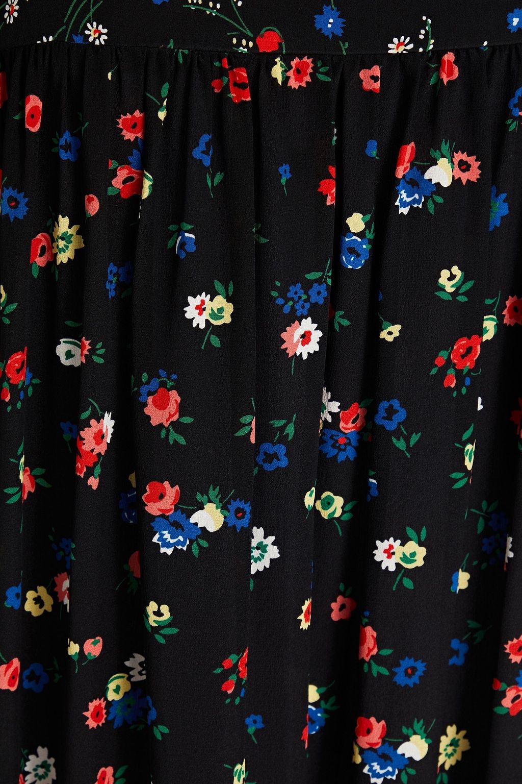 REDVALENTINO فستان قصير من حرير صيني مزين بكسرات وبطبعة الأزهار