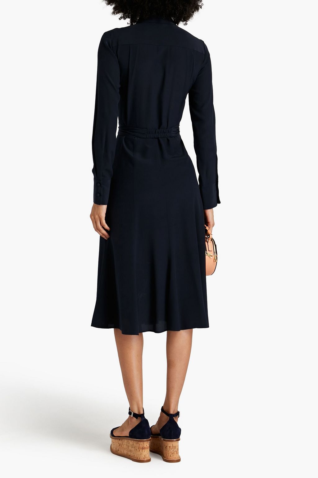 CHLOÉ Hemdkleid aus Seiden-Crêpe in Midilänge mit Gürtel