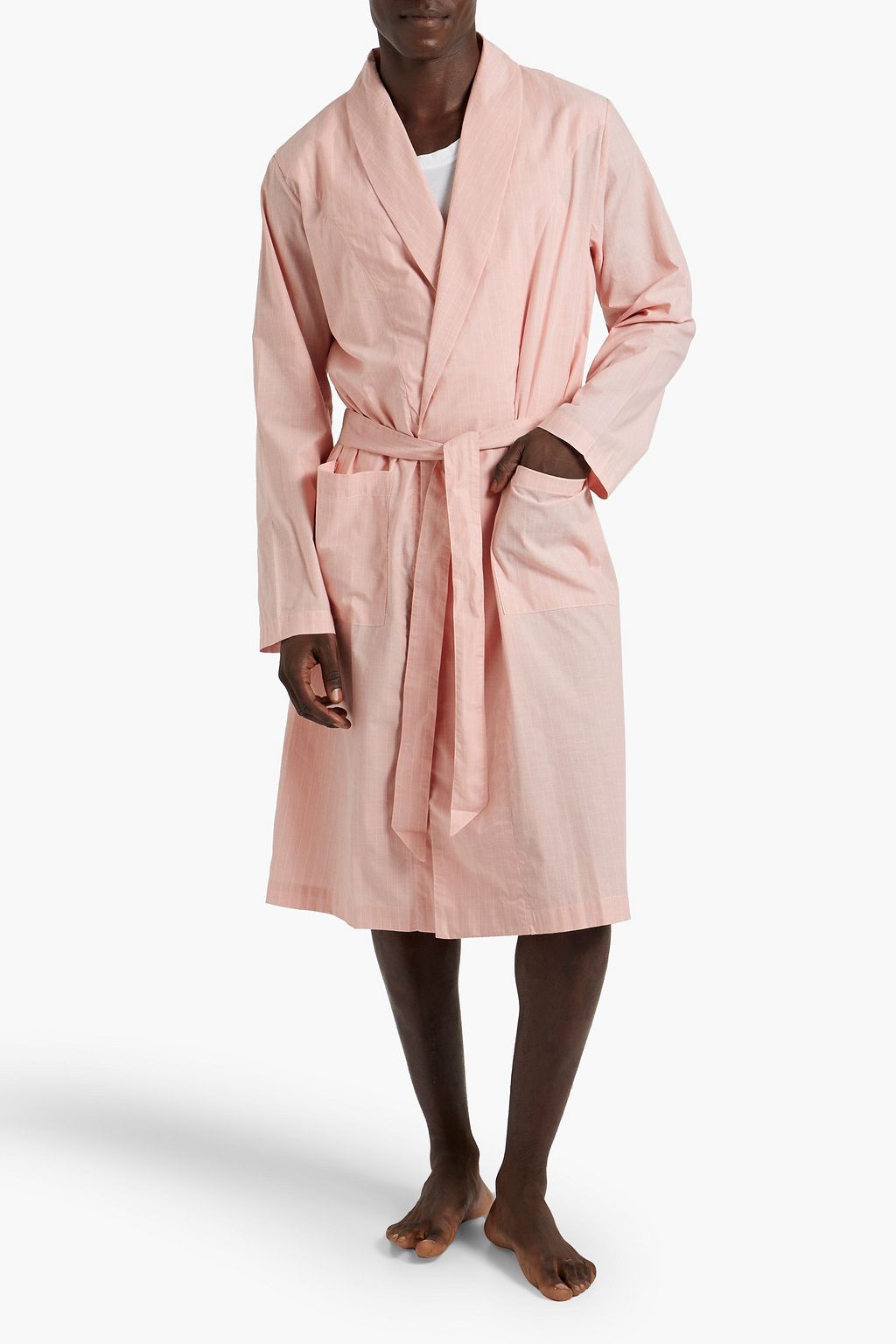 HAMILTON AND HARE Pinstriped cotton-poplin robe