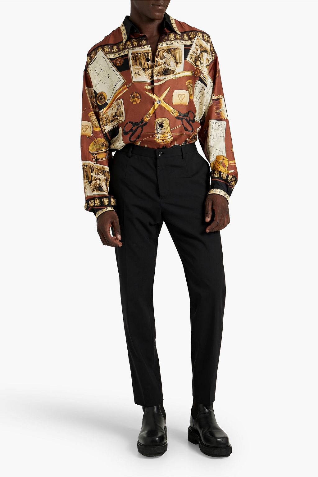 DOLCE&GABBANA Tapered wool-blend pants