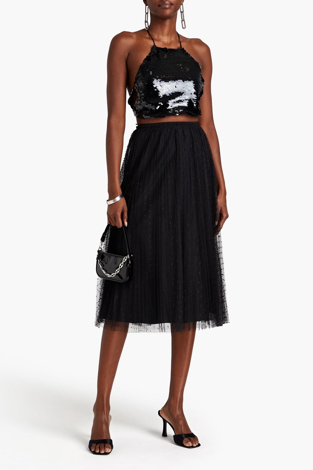REDVALENTINO تنورة متوسطة الطول من قماش بوان ديسبري