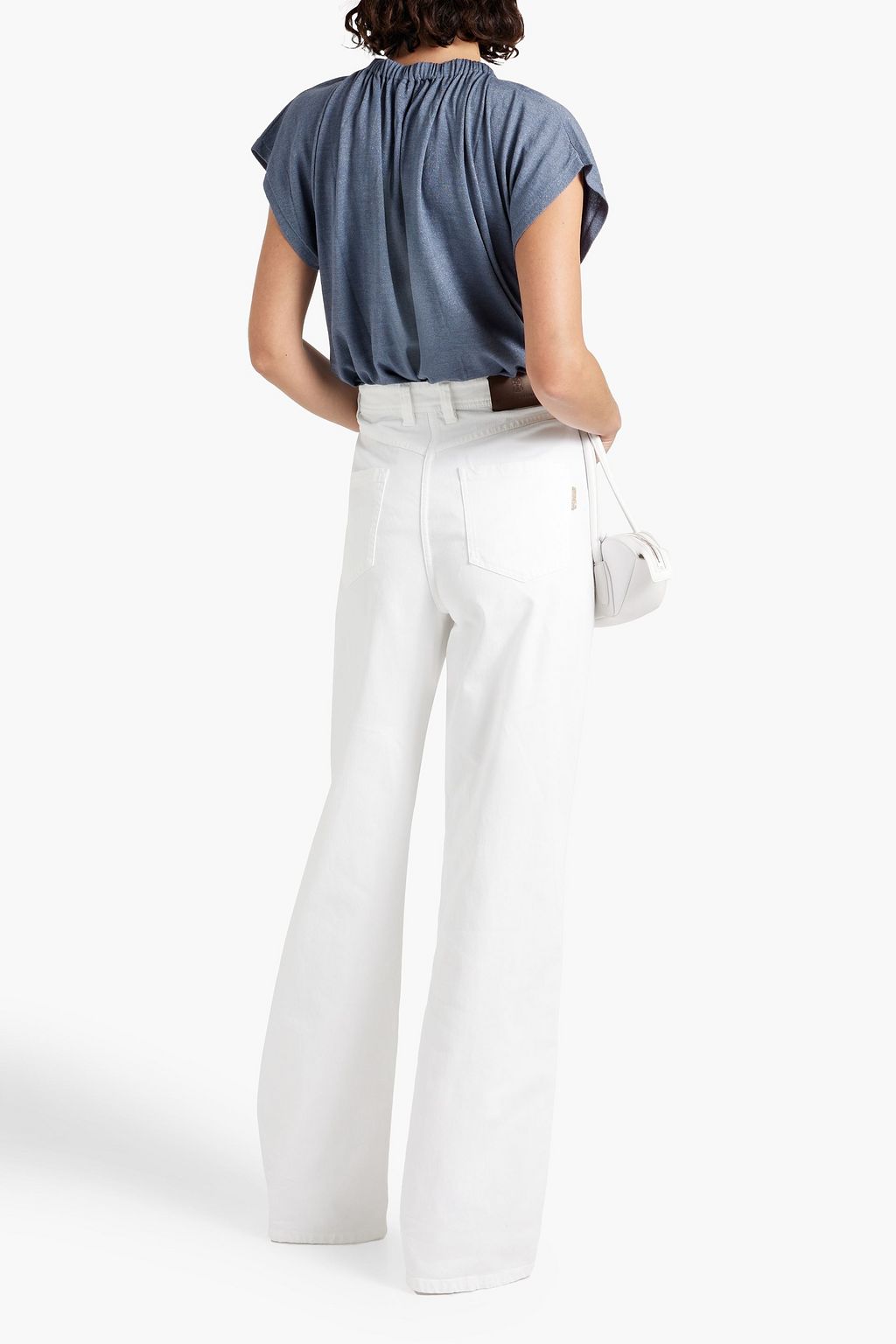 BRUNELLO CUCINELLI Metallic cashmere-blend jersey top