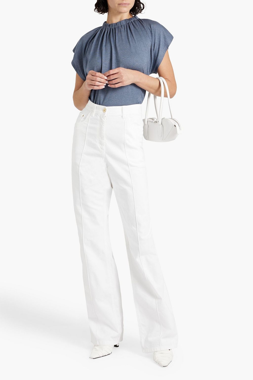 BRUNELLO CUCINELLI Metallic cashmere-blend jersey top